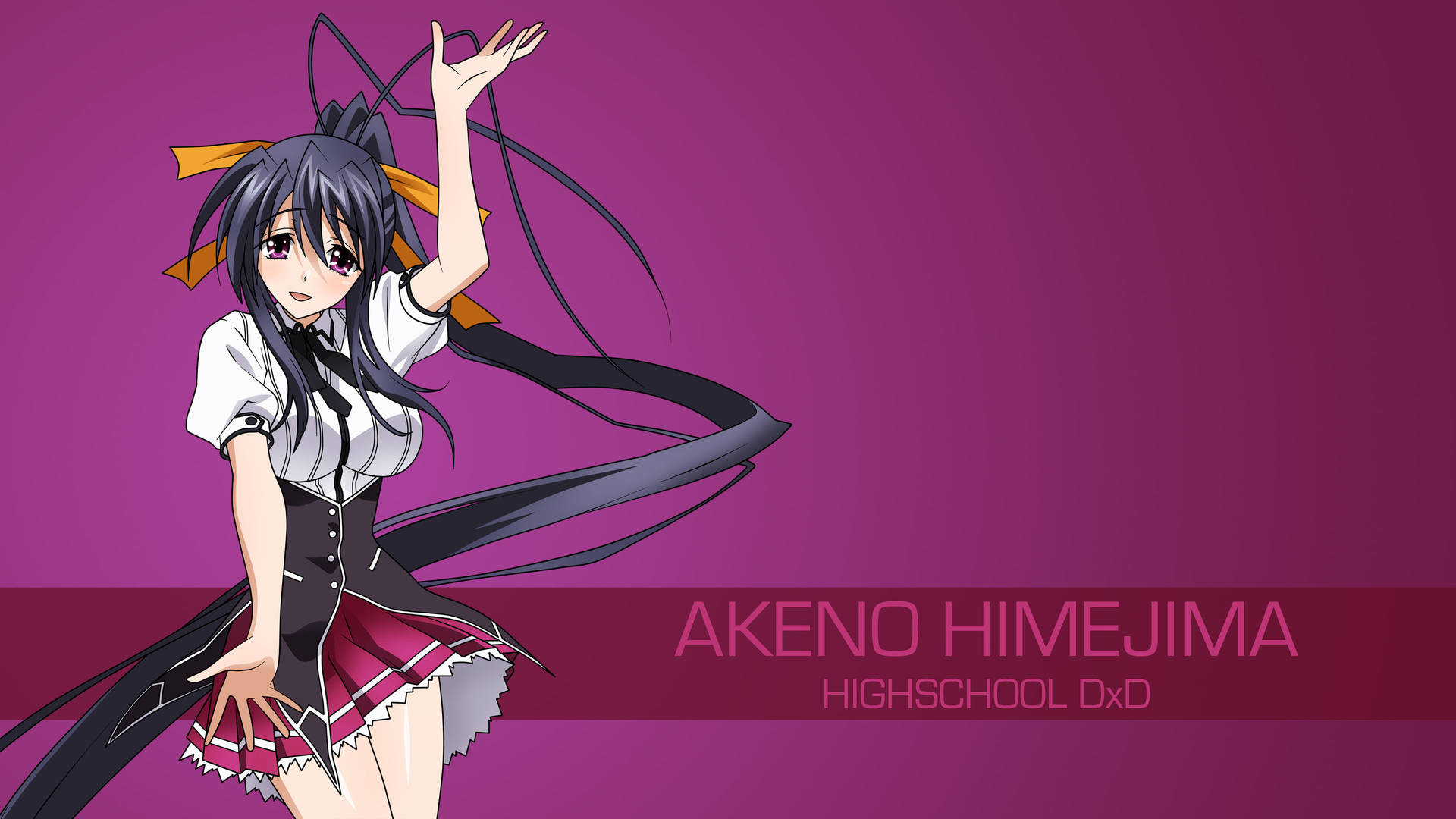 來自《高校DxD》的動漫角色姬島朱乃，身穿校服，背景為紫色。