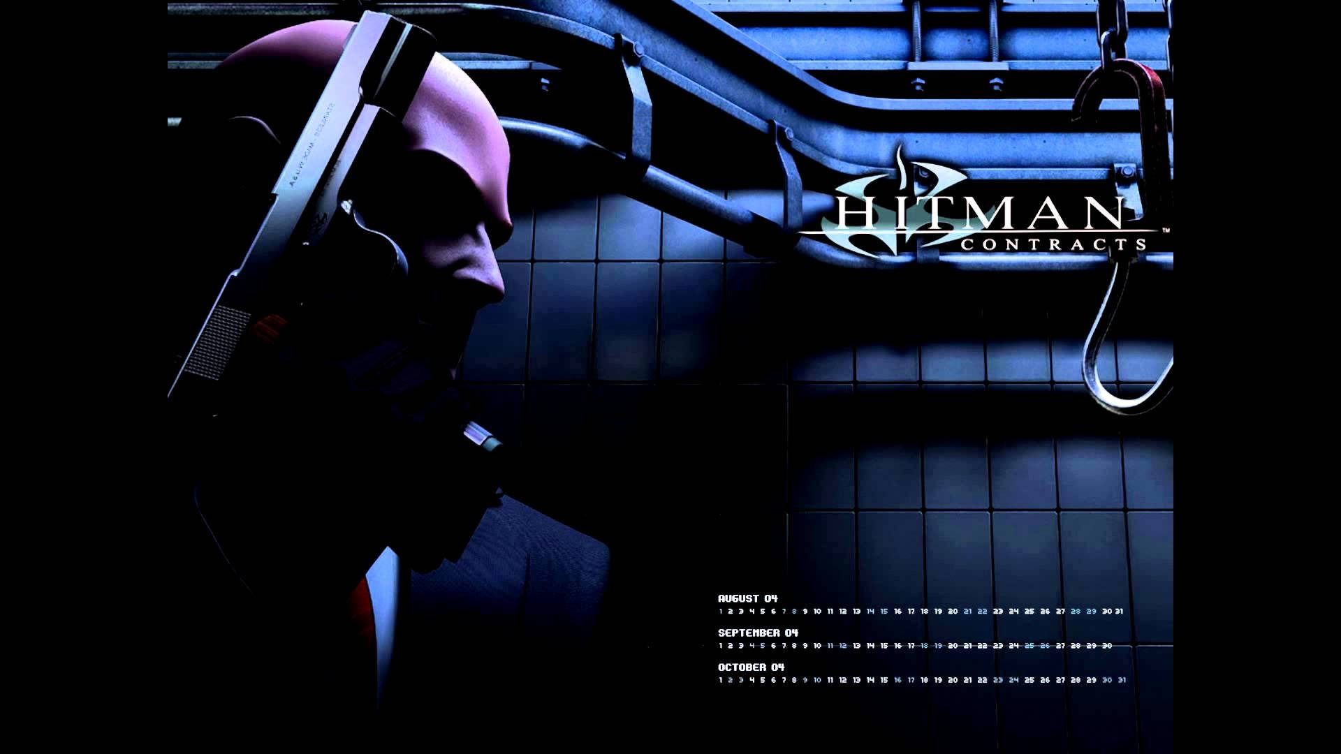 Hitman Contracts遊戲宣傳圖片，一名男子用槍指著自己的頭。