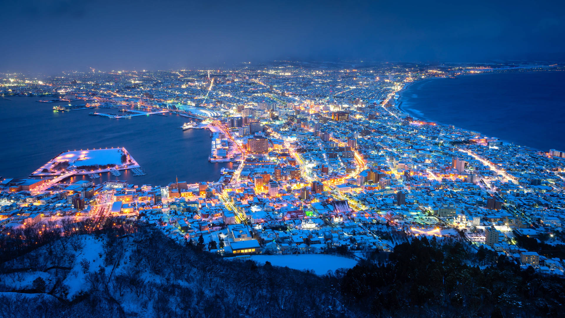 日本北海道夜景 4K 壁紙