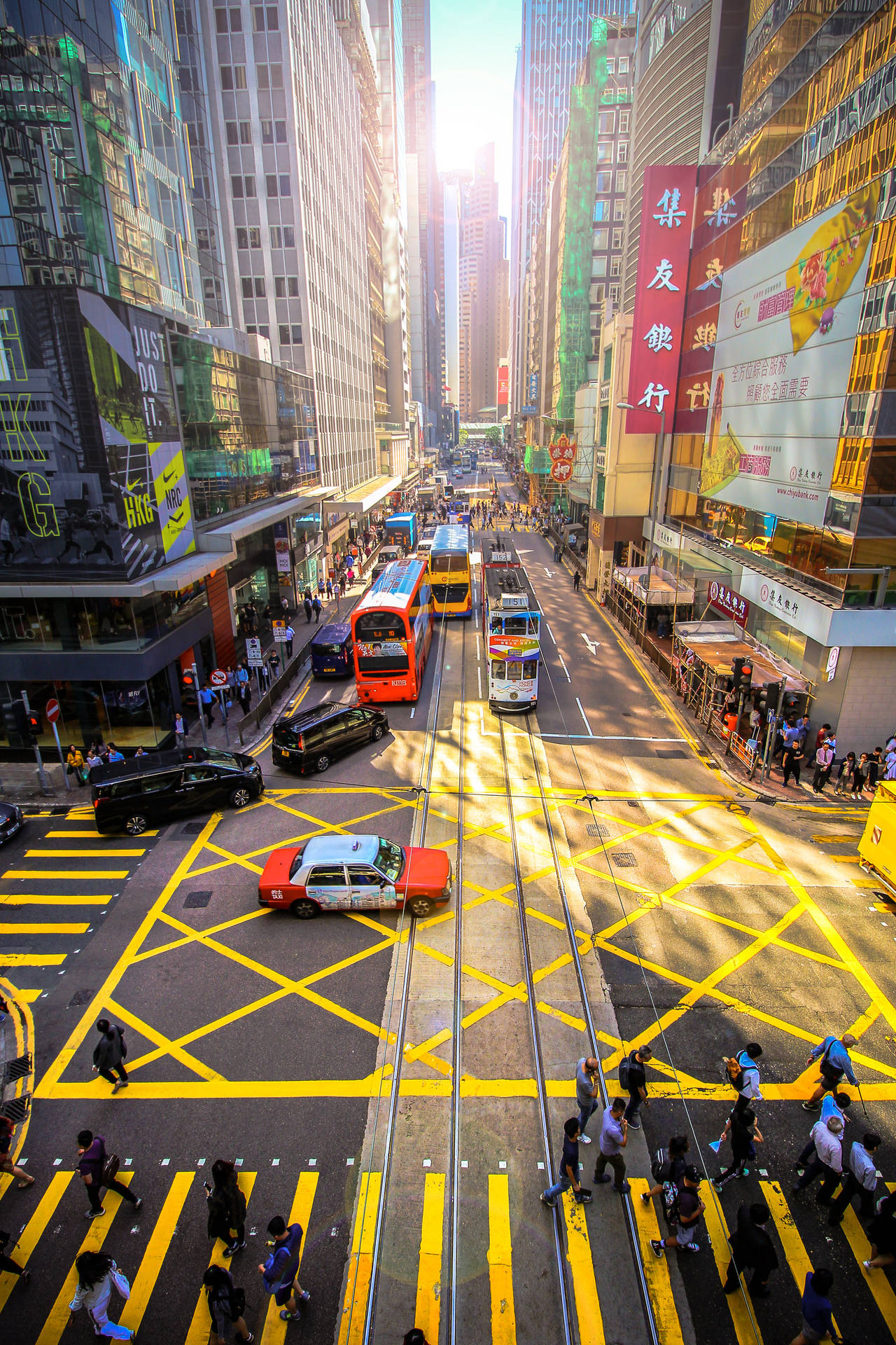 香港街道黃色標線壁紙