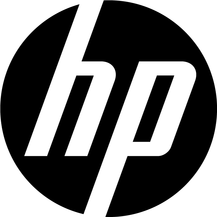HP 黑白標誌 壁紙 — 大膽的白色HP標誌字母，在純黑色背景上呈現簡潔極簡設計。