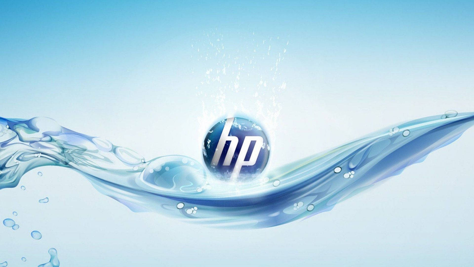 HP 標誌被流動的水和氣泡包圍。