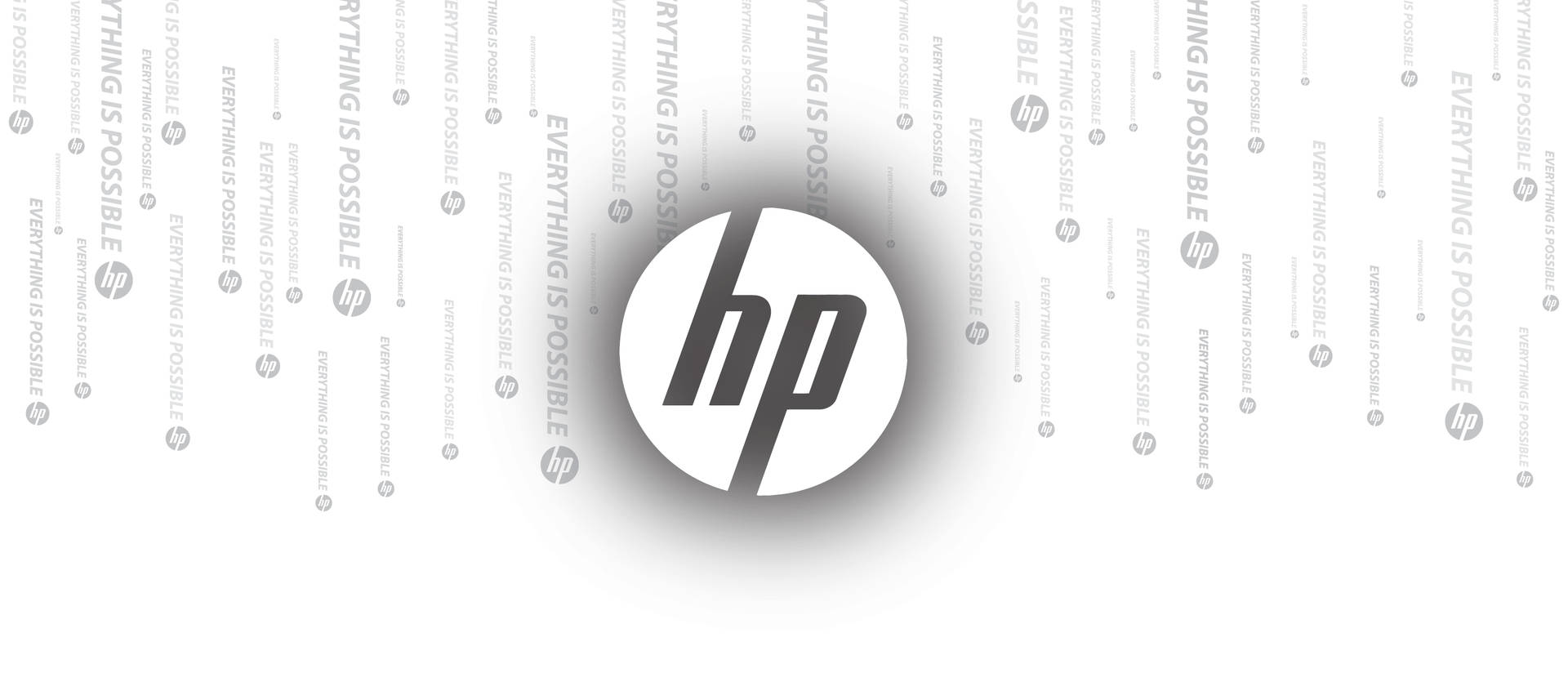HP標誌與重複文字everything is possible的單色設計