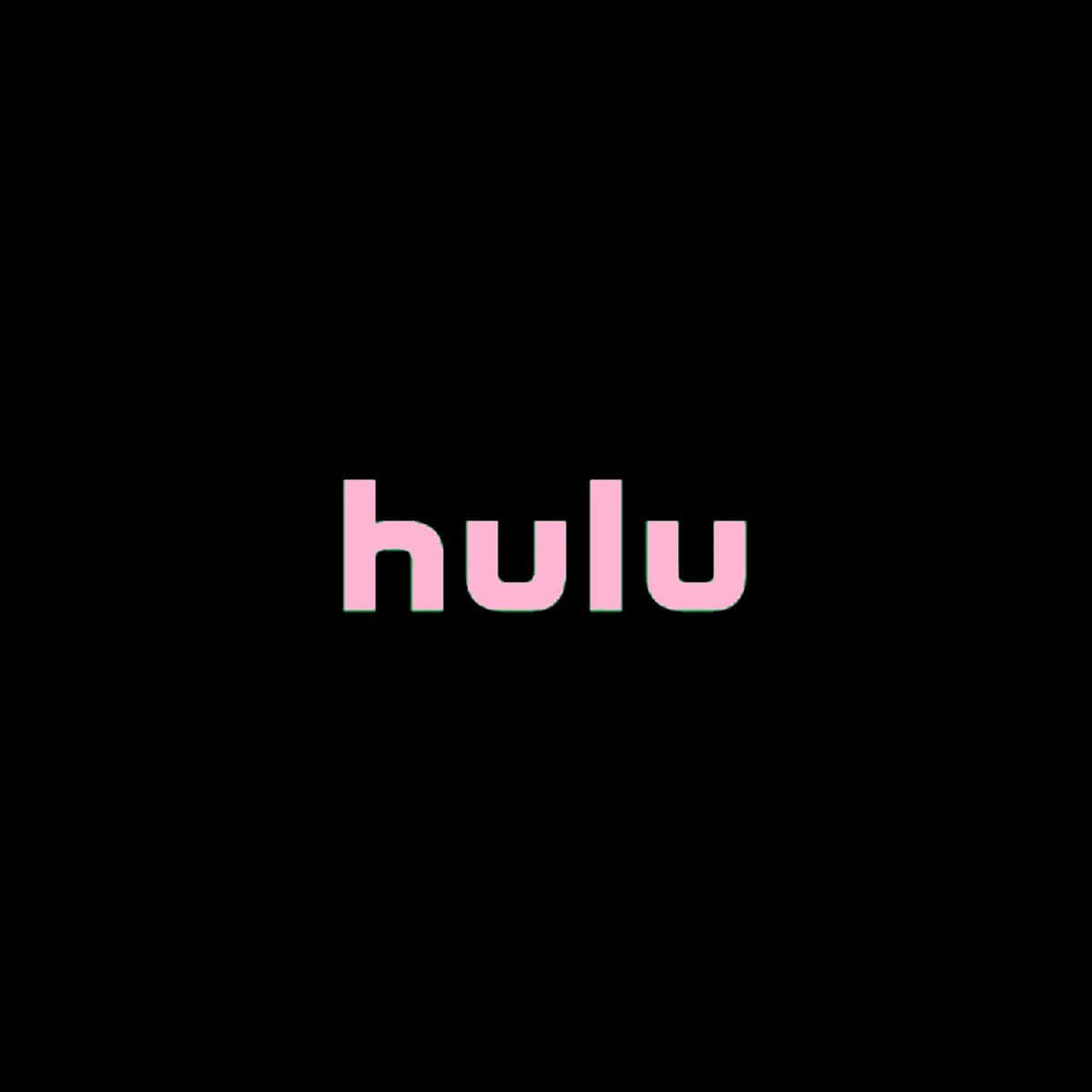 Hulu 標誌 壁紙 — 粉紅色文字的 Hulu 標誌，帶有微妙的綠色色差效果，居中於純黑色背景上。
