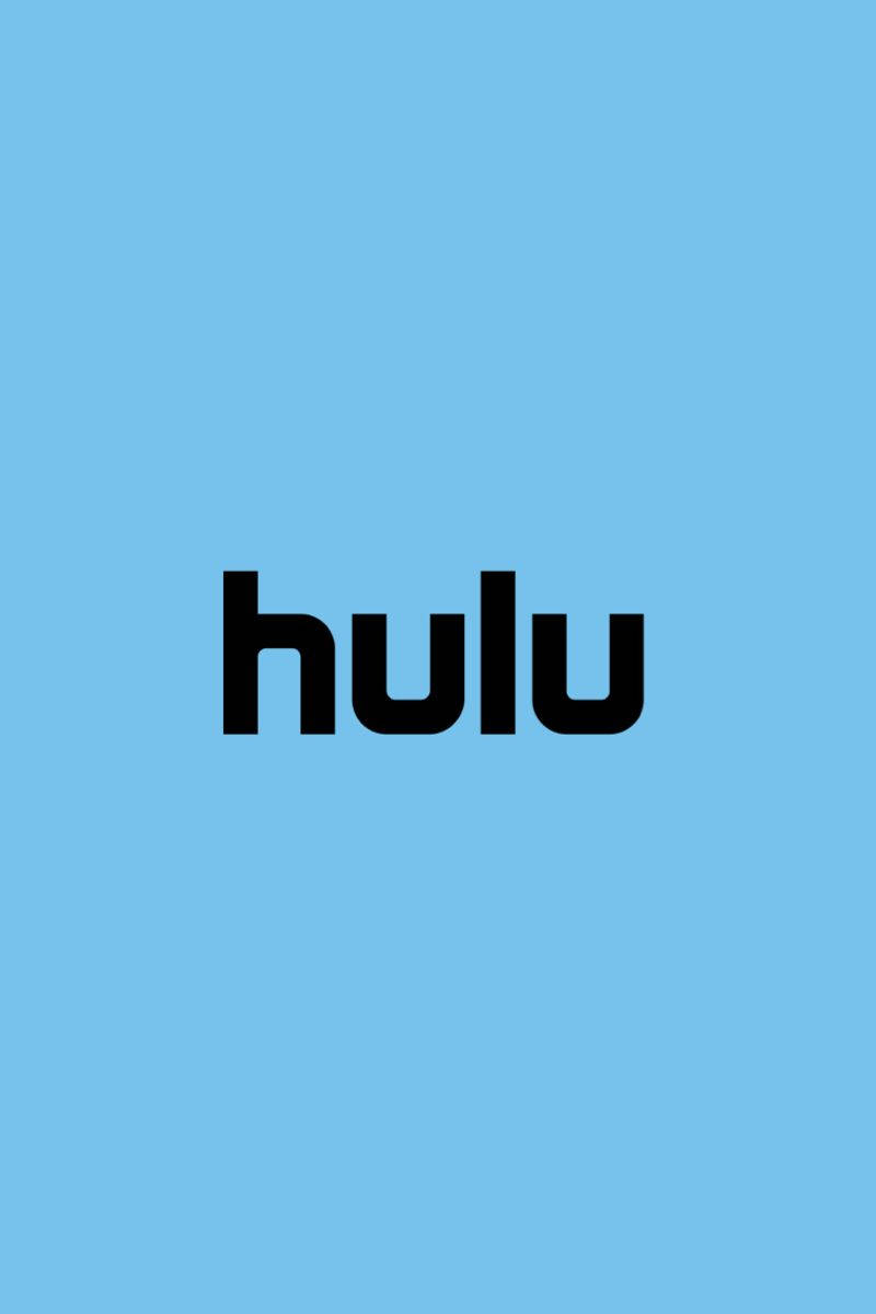 Hulu 淺藍美學 壁紙 — 在純淺藍色背景上置中放置大膽的黑色 Hulu 標誌。