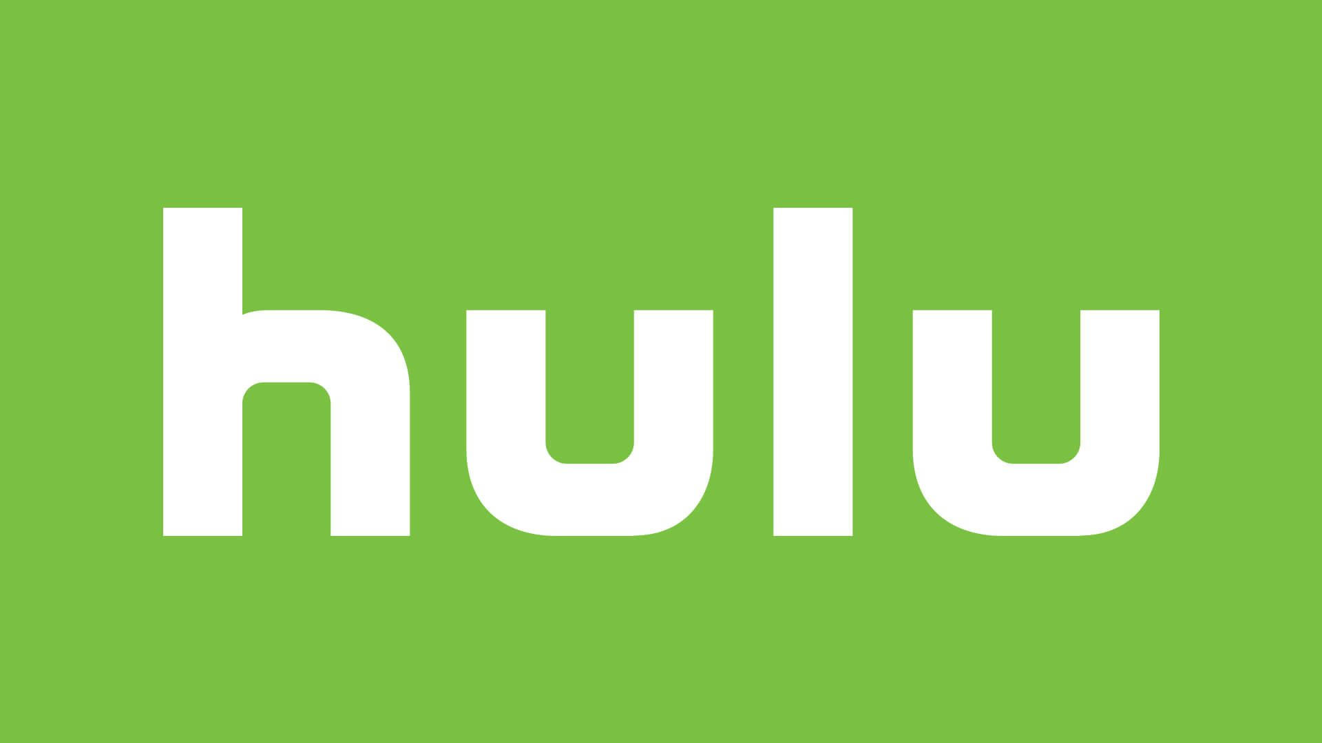 Hulu串流標誌 壁紙 — 大膽的白色Hulu標誌居中在純綠色背景上。