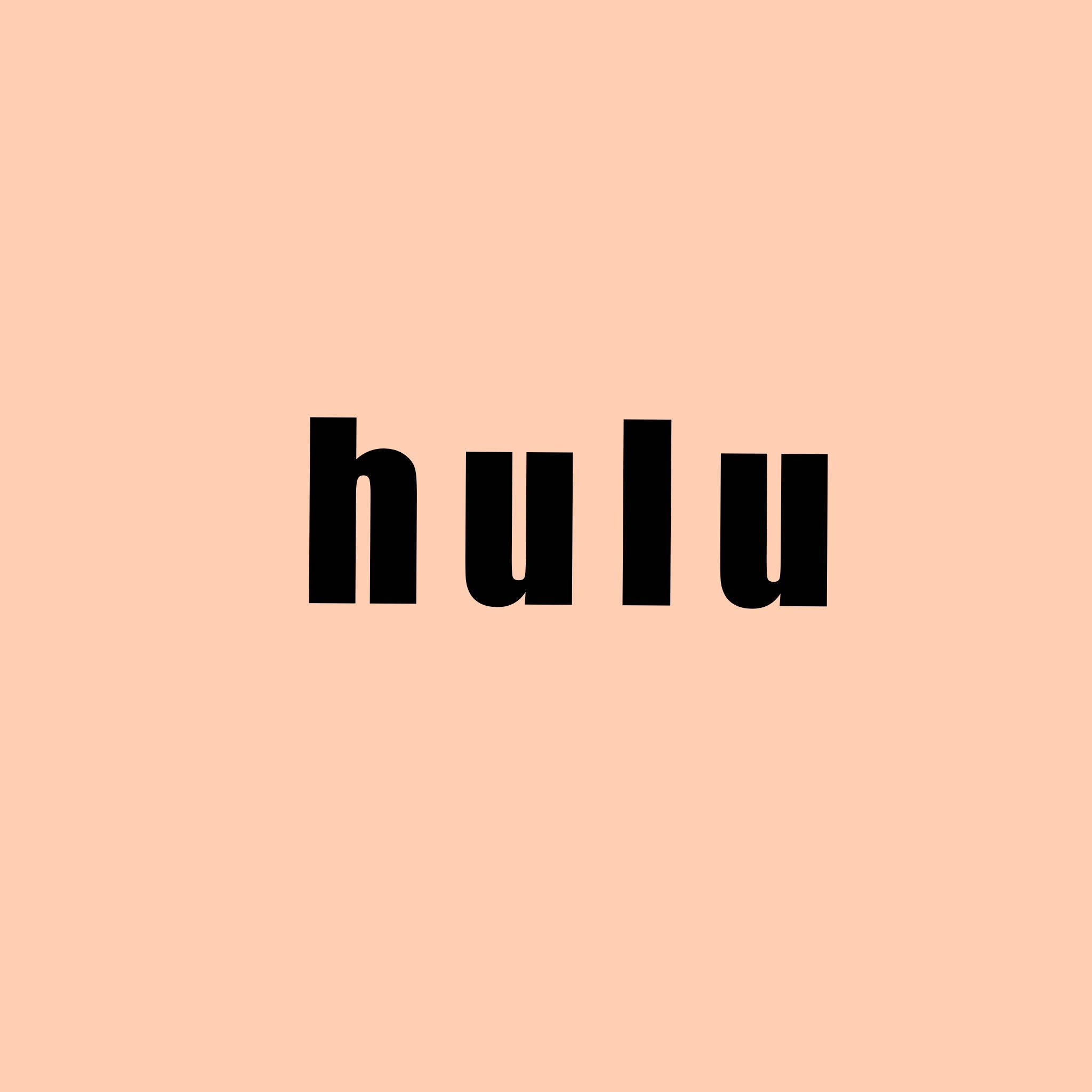 Hulu桃色背景 壁紙 — 單詞 hulu 以粗體黑色字母居中顯示在純蜜桃色背景上。