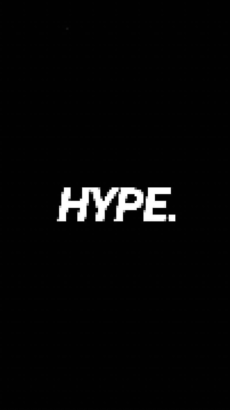 粗體像素化白色文字「hype」在黑色背景上。