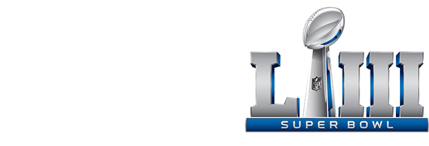 Hyundai 與 Super Bowl LII 合併標誌 壁紙 — 現代汽車標誌和超級碗LIII獎盃並排顯示在黑色背景上。