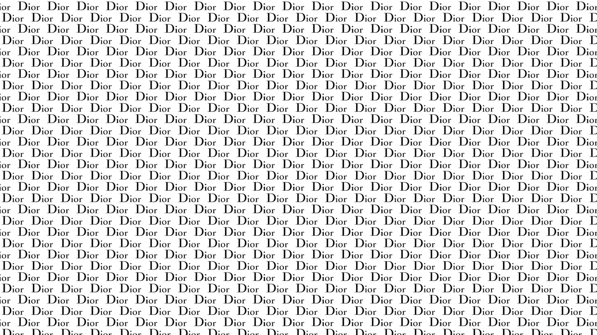 黑色 Dior 文字喺白色背景上重複，用於牆紙。