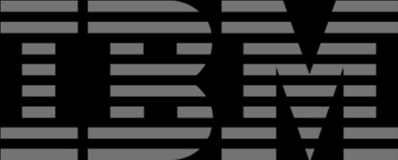 IBM條紋標誌設計 壁紙 — 經典IBM標誌，以粗體灰色水平條紋在黑色背景上形成字母。