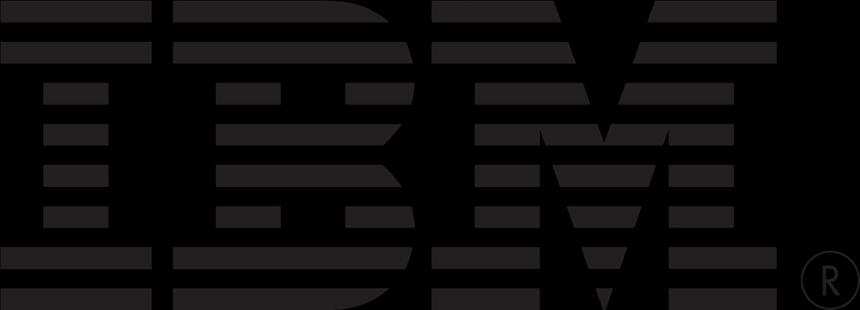 IBM標誌條紋設計 壁紙 — IBM 標誌以深灰色水平條紋呈現於黑色背景上，並附有註冊商標符號。