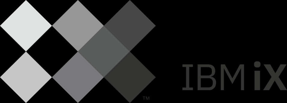 IBM標誌設計變體 壁紙 — IBM iX 標誌，以灰階幾何菱形圖案呈現，背景為黑色。