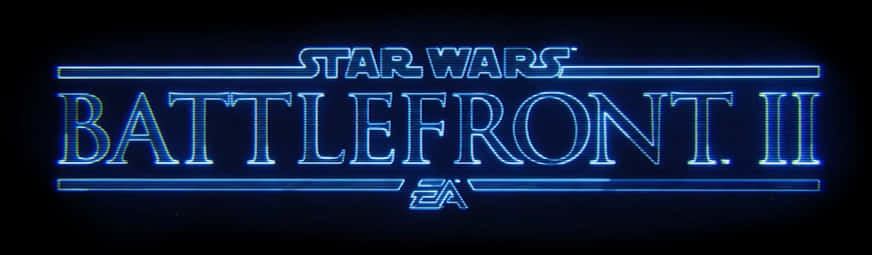 星際大戰：戰場II 標誌 壁紙 — 發光藍色霓虹燈 Star Wars Battlefront II 標題標誌，背景為黑色。