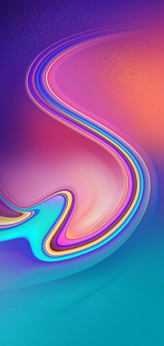 在漸變背景上流動的霓虹色彩抽象設計。