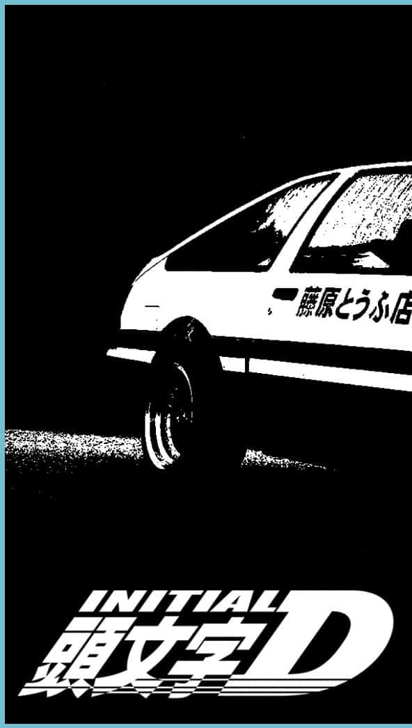 適用於 Initial D 的動漫飄移車海報，帶有粗體標題文字。
