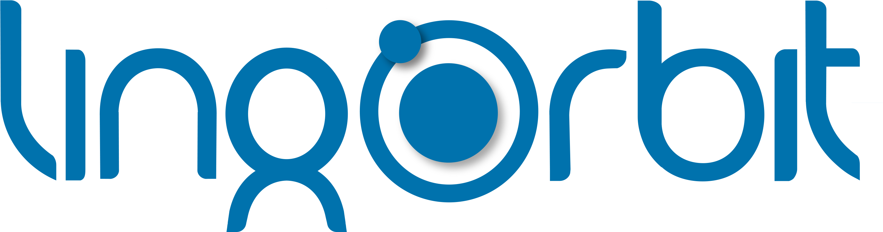 Inorbit Mall商場標誌 壁紙 — 在黑色背景上帶有風格化軌道圖形的醒目藍色「LingOrbit」標誌。