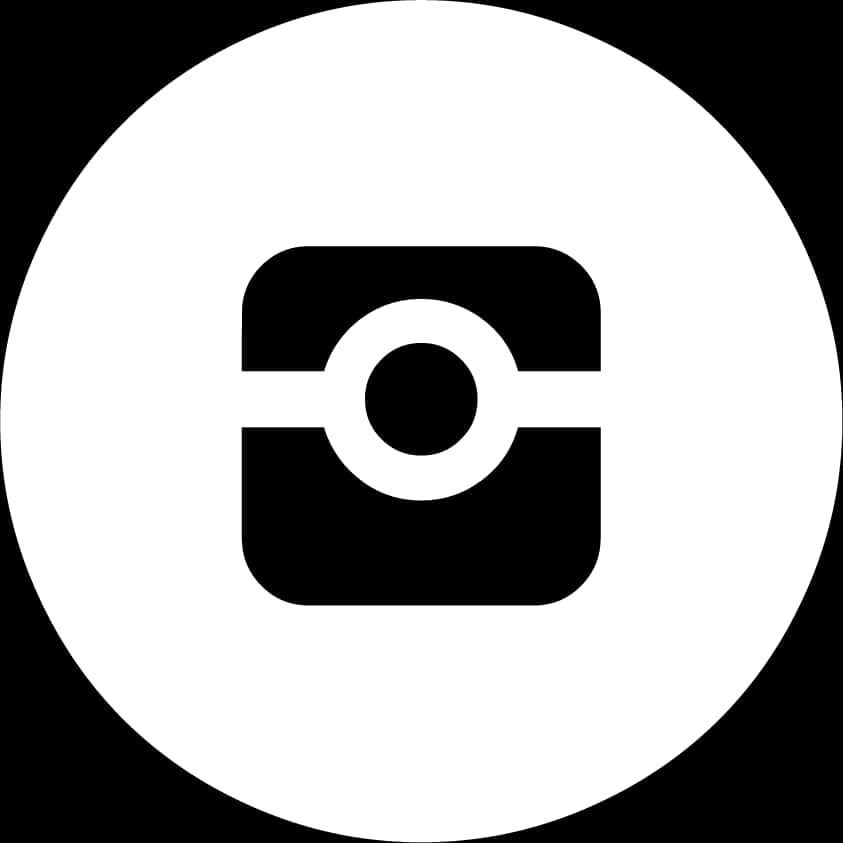 Instagram 標誌 白色圖標 壁紙 — 一個簡約的黑白相機圖標，位於圓圈內，背景形成對比。