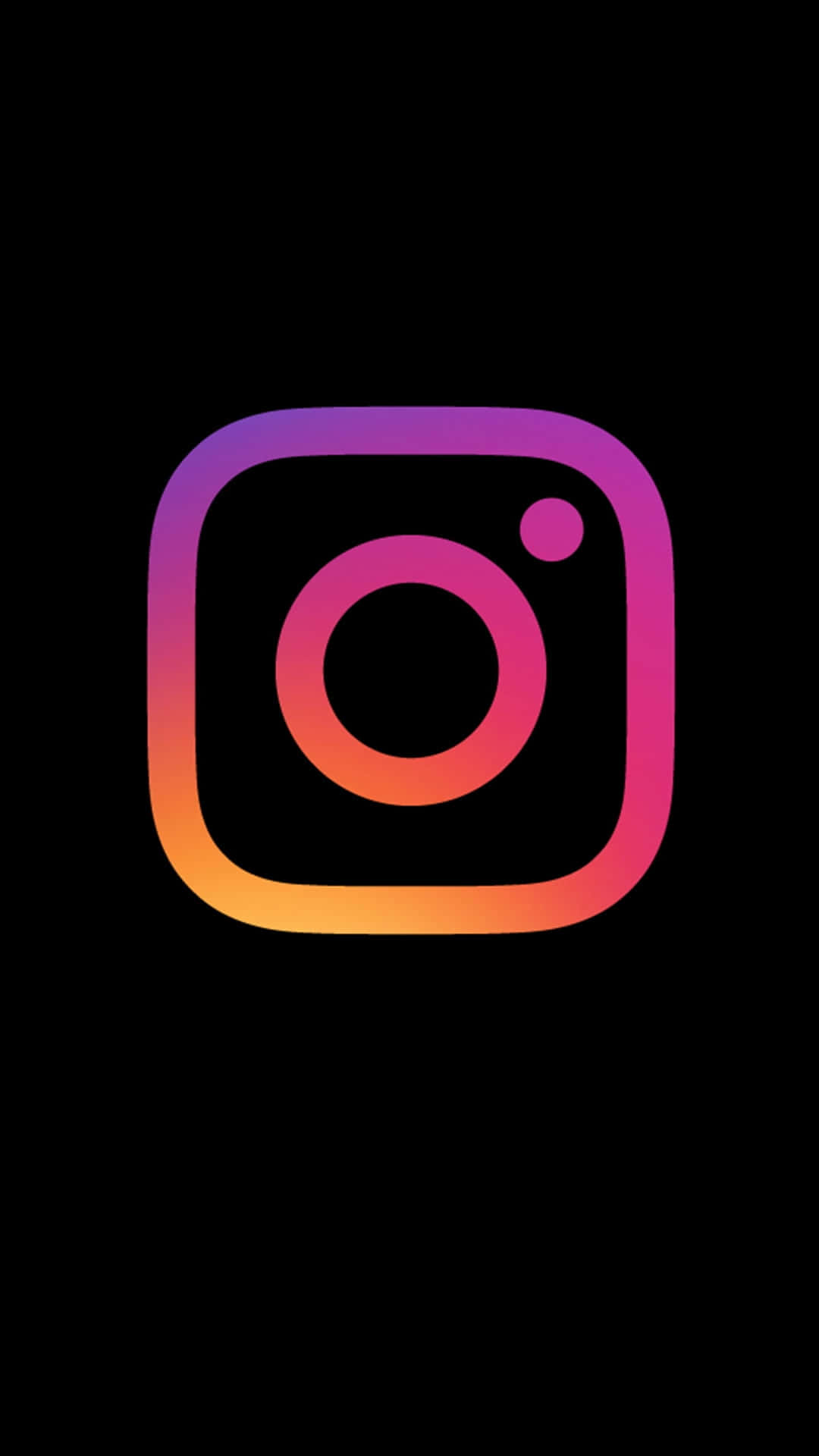 黑色背景上帶有彩色漸變的 Instagram 應用程式標誌。