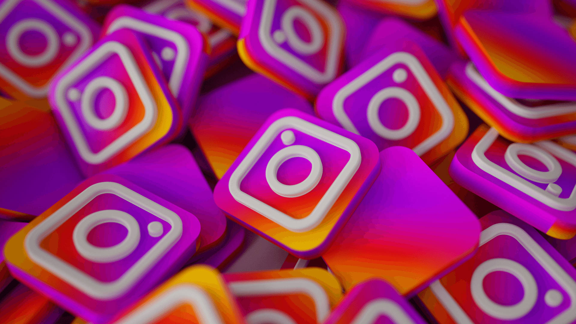 一堆色彩繽紛的 Instagram 應用程式圖標，帶有漸變效果。