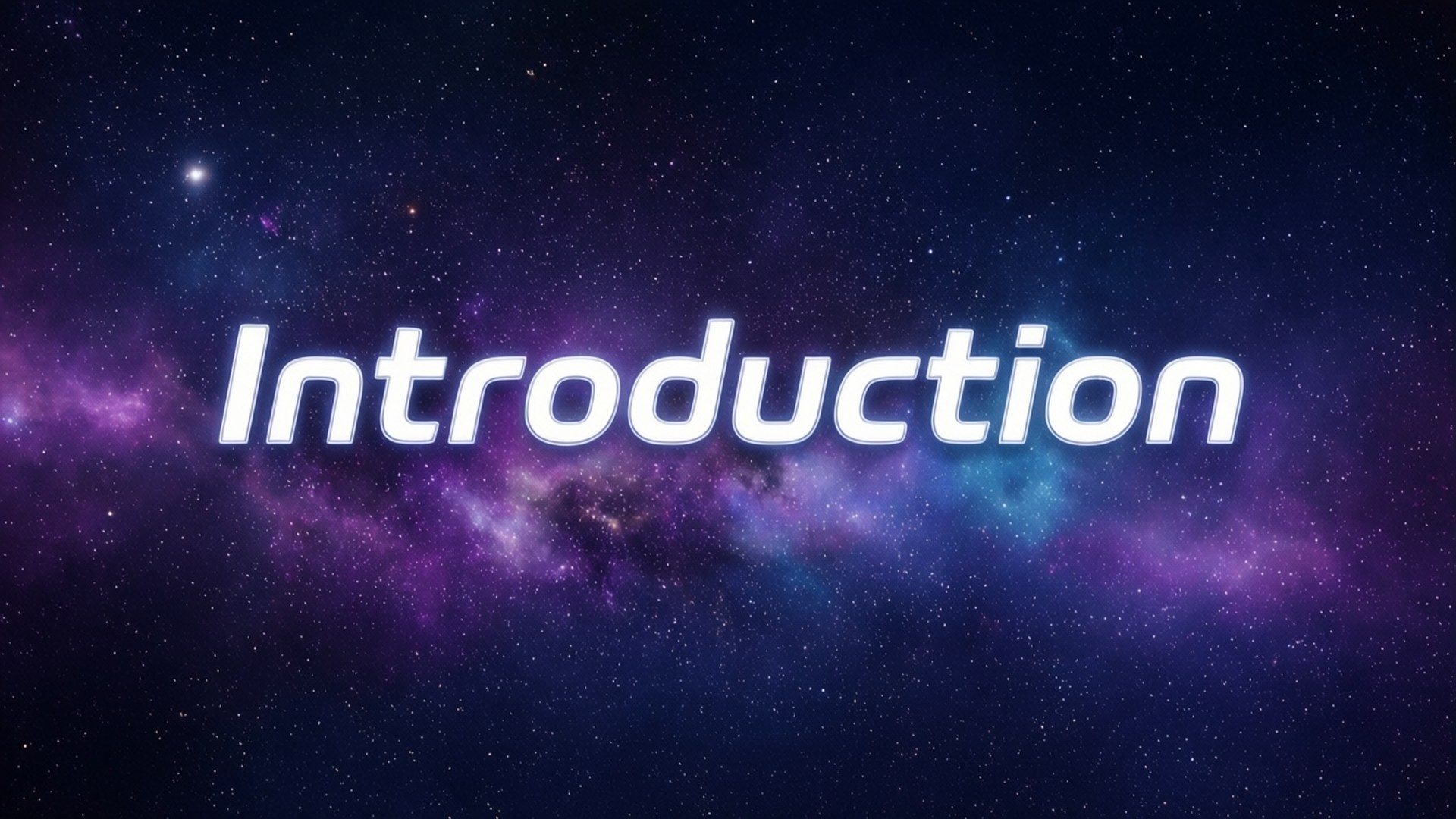 在色彩繽紛的星空背景下，粗體白色文字寫著「Introduction」。
