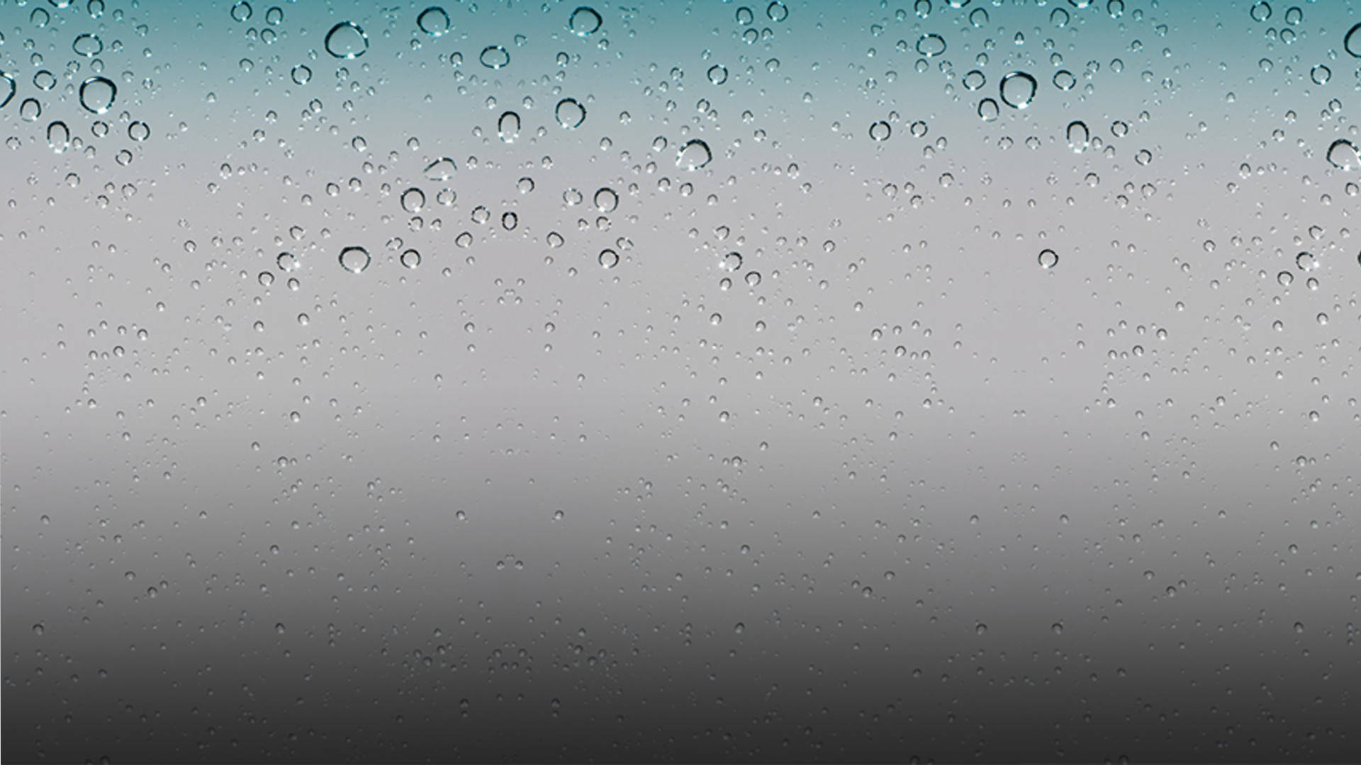 窗戶上的雨滴，背景為灰色到青綠色的漸變。