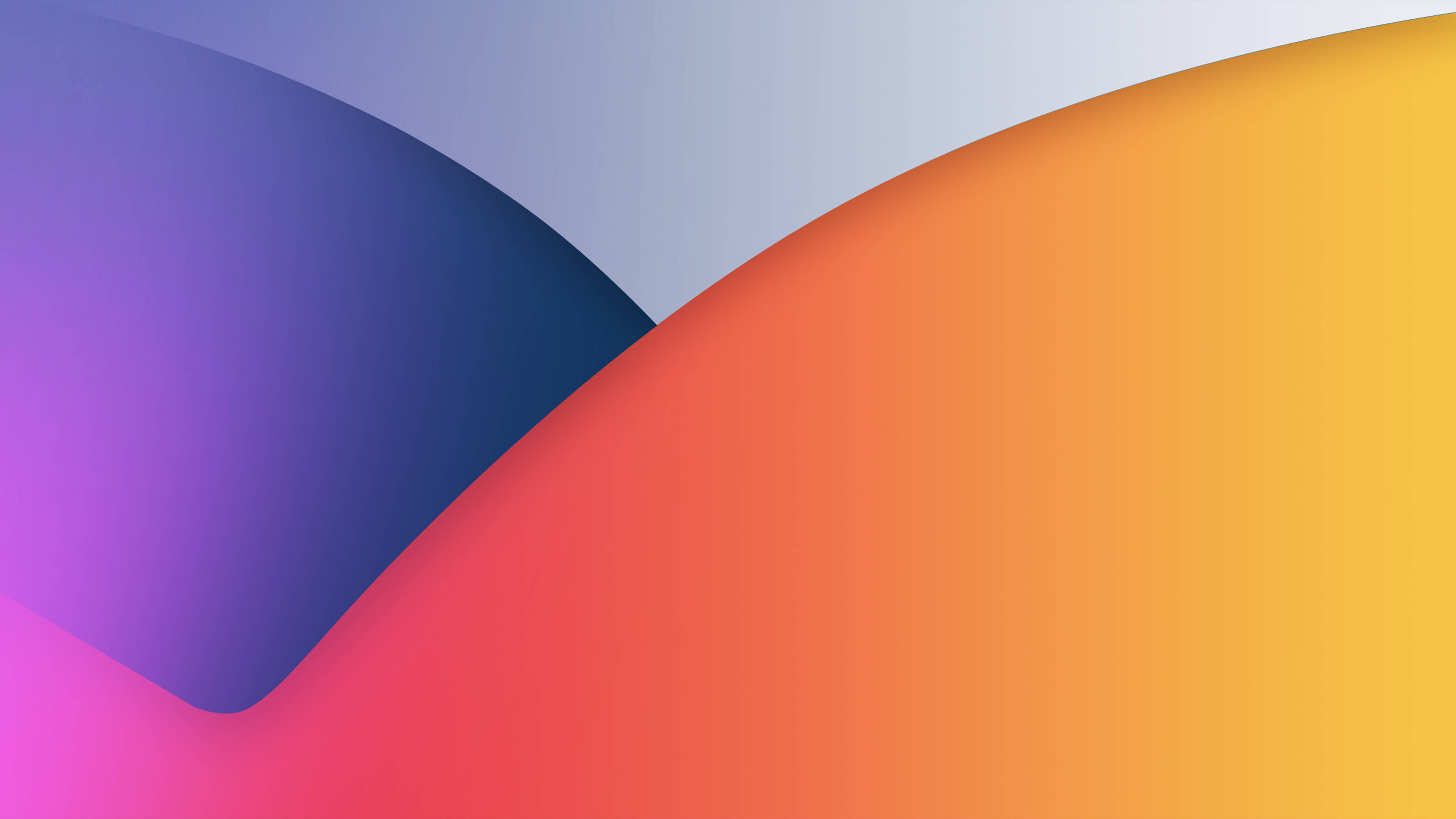 iOS 14 几何抽象預設壁紙 壁紙 — 充滿活力的抽象壁紙，帶有紫色藍色和橙色黃色的流動漸變。
