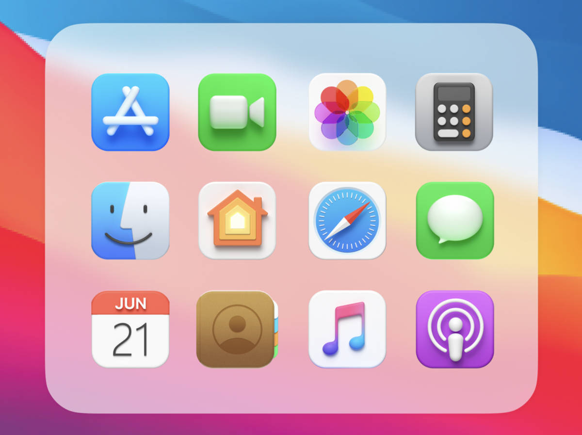 iOS 15 首頁 壁紙 — 充滿活力的 iOS 主屏幕，色彩繽紛的應用程式圖標漂浮在漸變背景上。