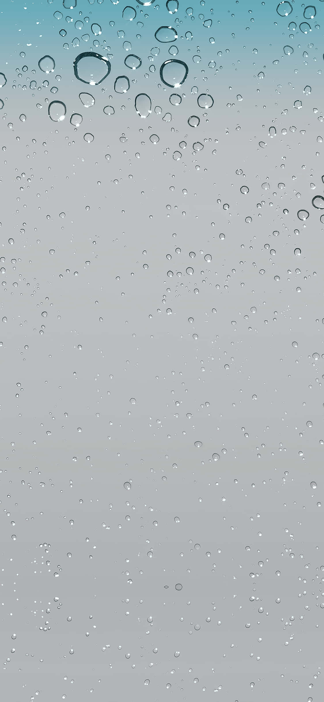 iOS 4 背景圖片 壁紙 — 雨滴依附在窗戶上，顯露出從青綠色到灰色的柔和漸變天空。