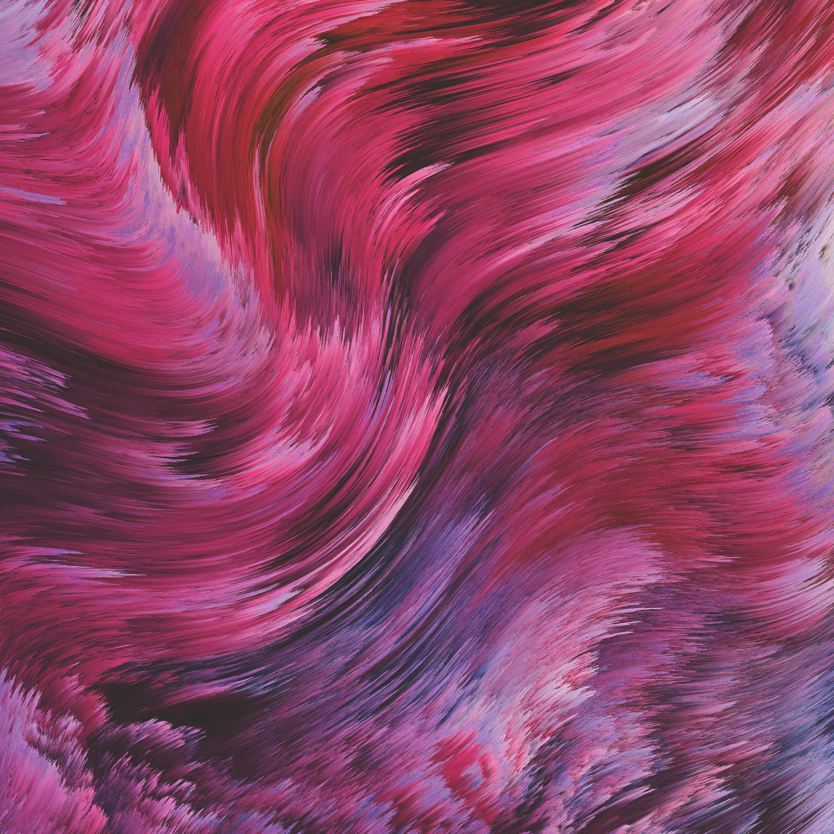 以醒目粉紅色的iPad Pro展現大膽創意 壁紙 — 鮮豔的洋紅色粉紅和深紫色漩渦筆觸，創造出充滿活力動感的抽象畫作。