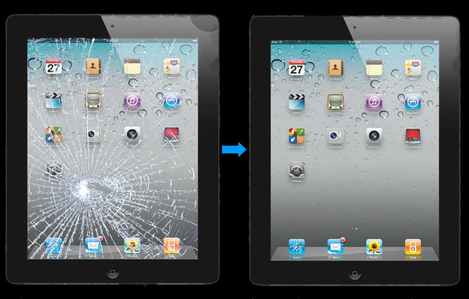 iPad 屏幕修復前後對比圖