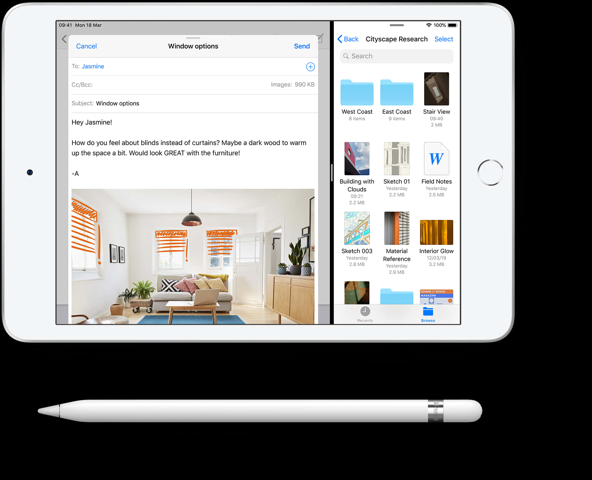 iPad 電子郵件室內設計概念 壁紙