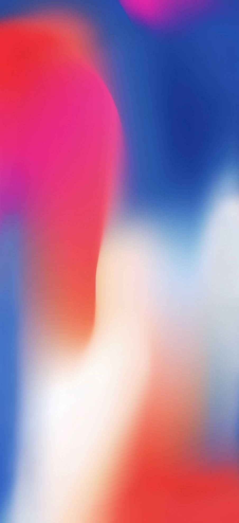 iPhone 11 的絢麗模糊視覺 壁紙 — 粉紅、紅、藍、白色彩鮮豔抽象模糊，柔和漸變融合。