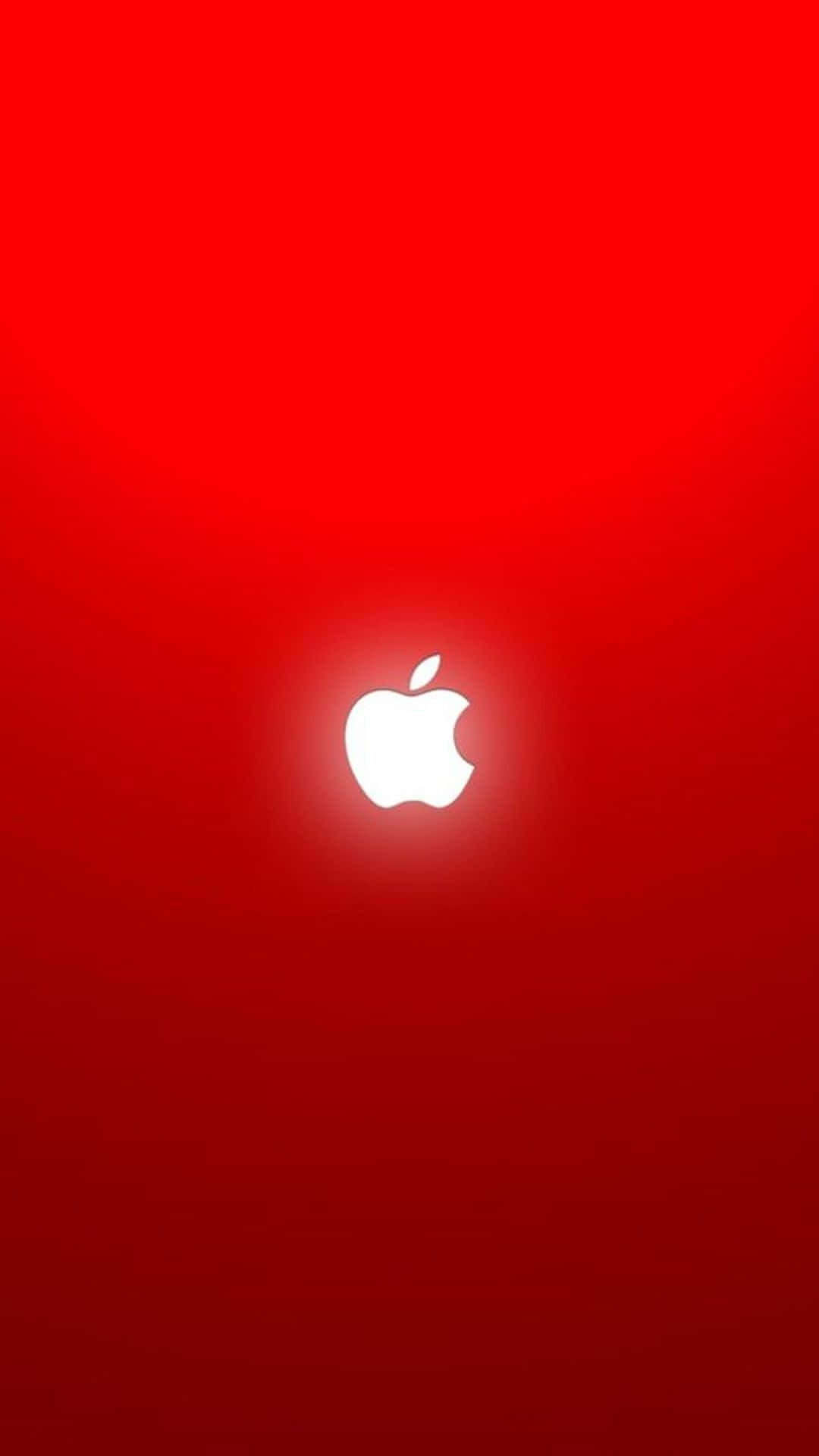 白色Apple標誌在紅色漸變背景上發光。