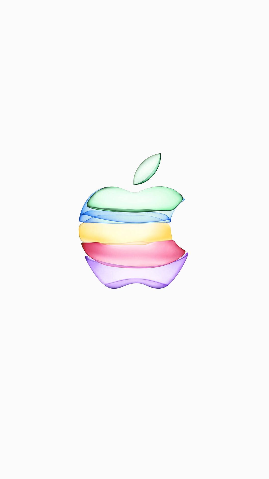 彩色Apple標誌，在白色背景上帶有分層的彩虹色調。