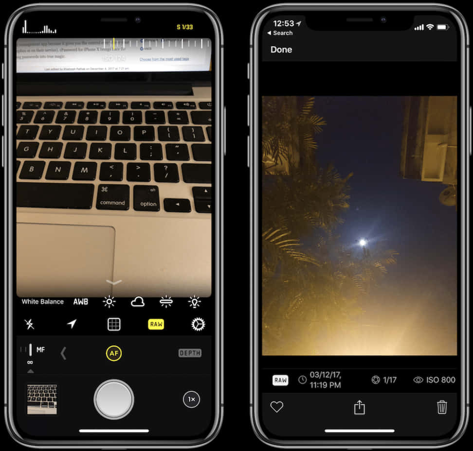 iPhone 12 相機夜間攝影介面