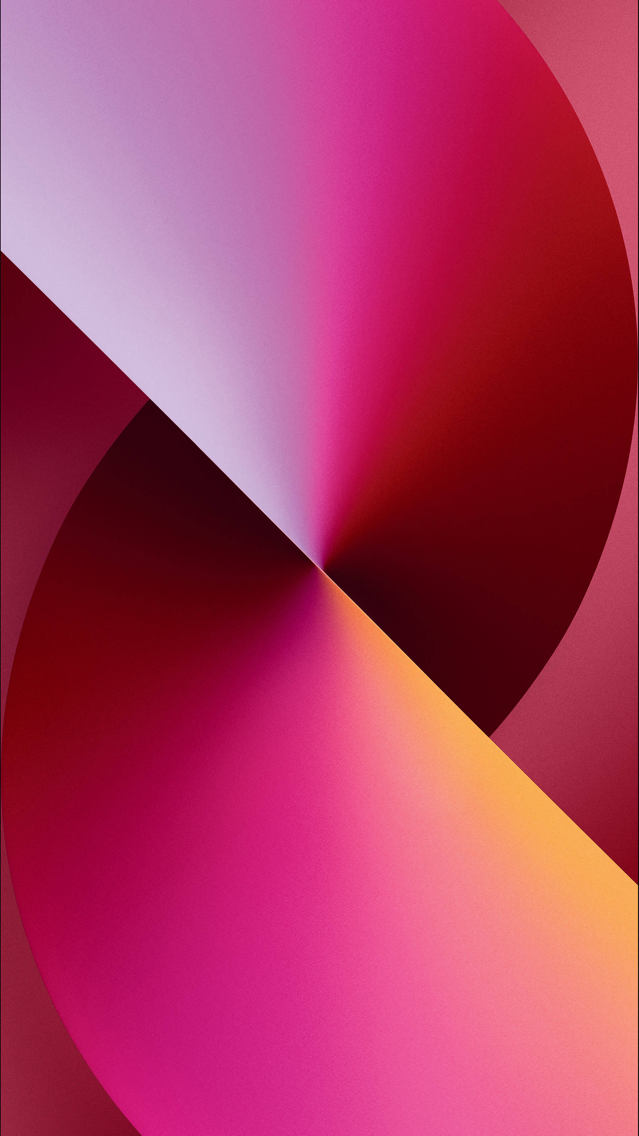 iPhone 13 Pro Max 紅色分離 壁紙 — 充滿活力的抽象漩渦，由洋紅色粉紅和深紅色組成，帶有溫暖的橙色點綴，營造出動態的漸變背景。