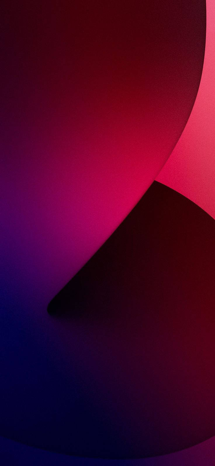 iPhone 14 紫紅色圓圈 壁紙 — 深洋紅色和靛藍色的抽象流動曲線，營造出帶有柔和陰影的平滑漸變。