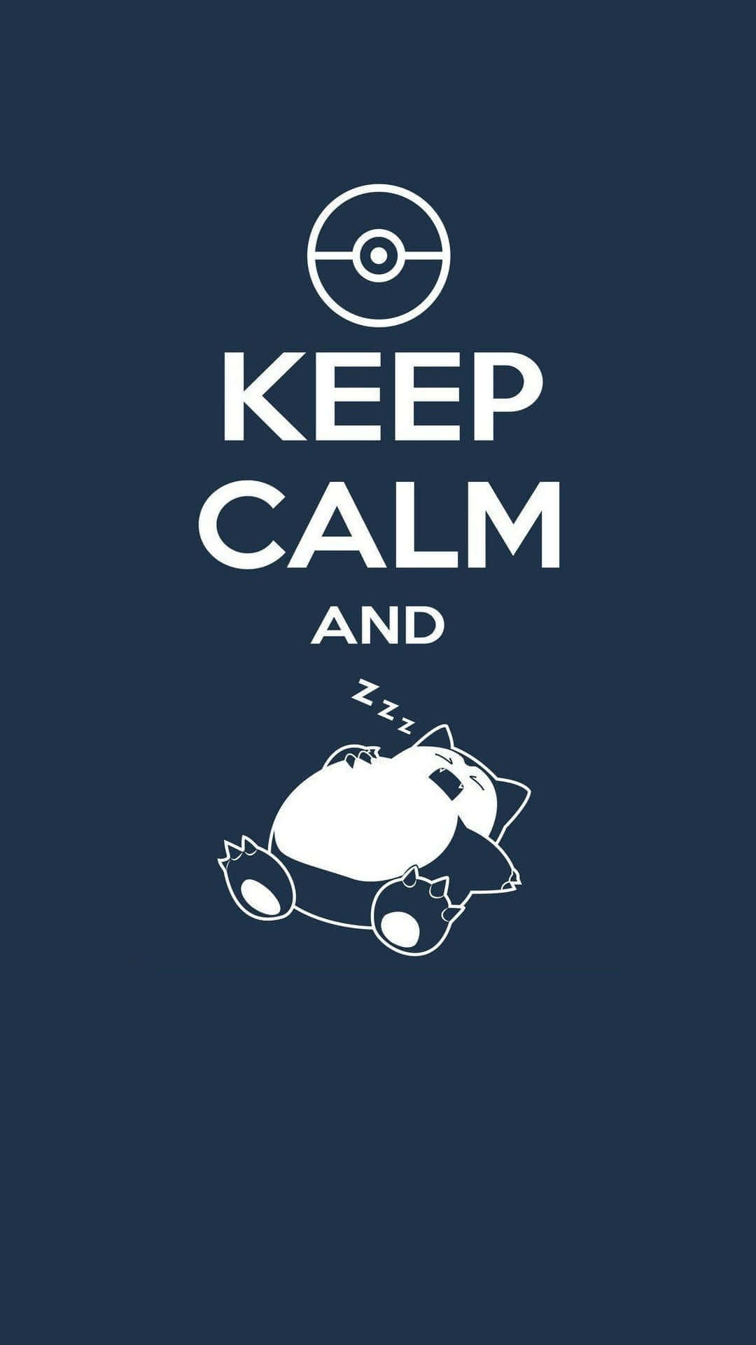 卡比獸喺藍色背景上嘅「Keep Calm and」文字下面瞓覺