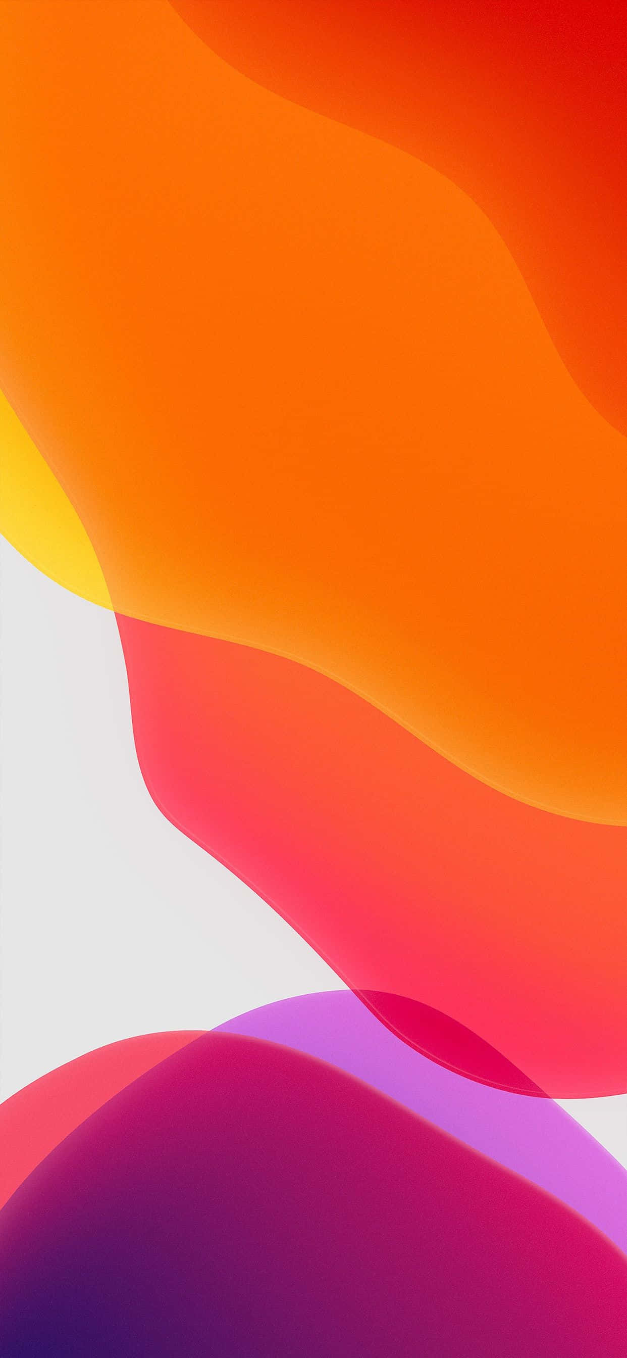 iPhone 6s 預設壁紙：彩色色塊 壁紙 — 充滿活力的橙色、紅色和紫色抽象波浪在乾淨的白色背景上以平滑漸變流動。