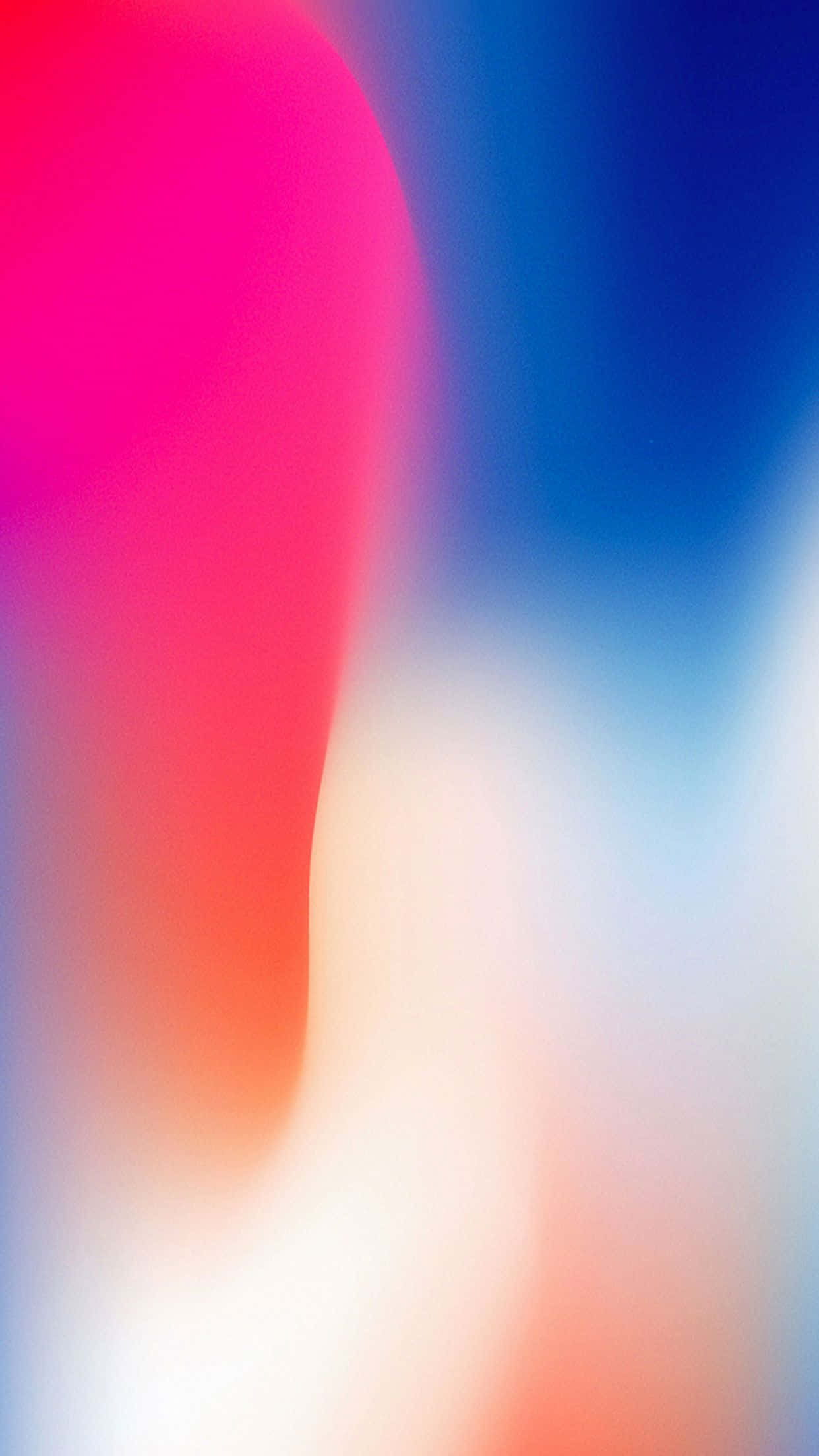 iPhone 6s 預設模糊色塊 壁紙 — 從洋紅色到藍色的鮮豔抽象漸變流，搭配柔和的白色高光，營造出動態的數位背景。
