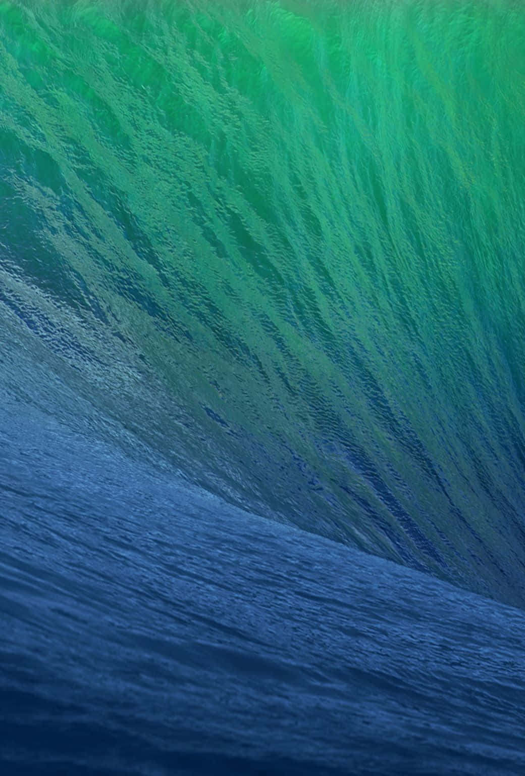 iPhone 6s 預設水波紋 壁紙 — 高聳的海浪以鮮綠色和深藍色調捲曲，帶有複雜的水紋理。