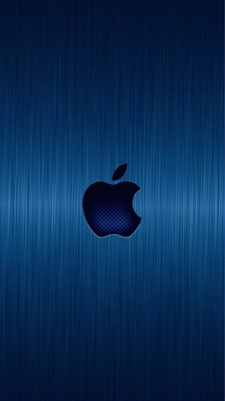 拉絲藍色金屬背景上的Apple標誌