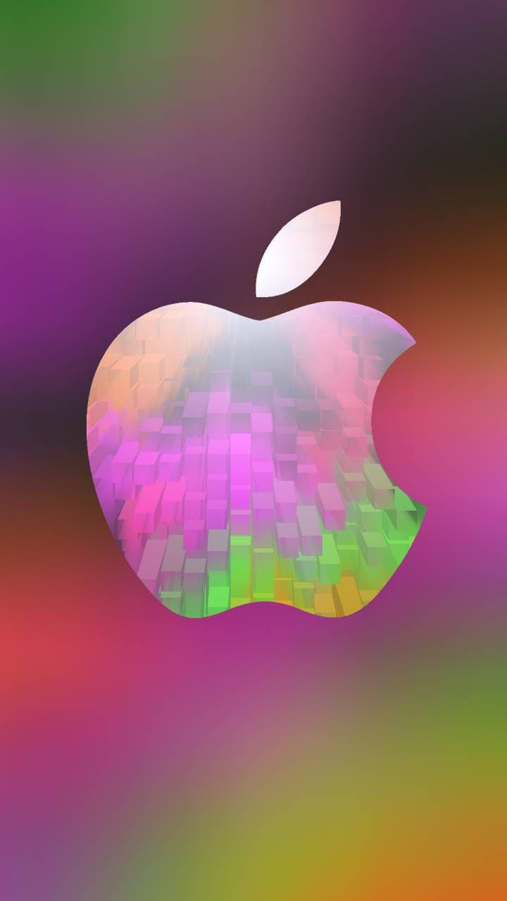 彩虹漸變背景上的彩色像素化Apple標誌