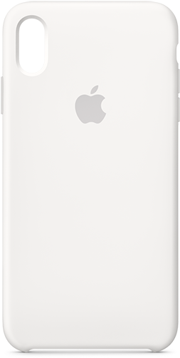白色 iPhone 手機殼，蘋果標誌 壁紙 — 一個簡約的白色iPhone保護殼，光滑表面中央有一個低調的灰色Apple標誌。