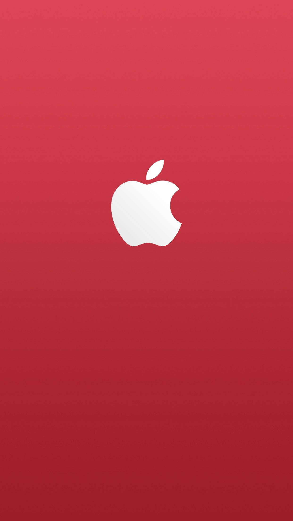 紅色前景白色蘋果標誌 iPhone 壁紙 — 一個極簡的白色Apple標誌，居中放置在漸變紅色背景上。