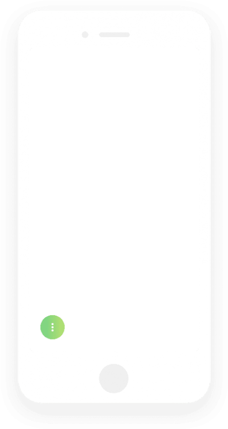 白色iPhone空白螢幕模型 壁紙 — 一部極簡風格的白色智能手機，黑色屏幕，左下角有一個綠色圓形按鈕。