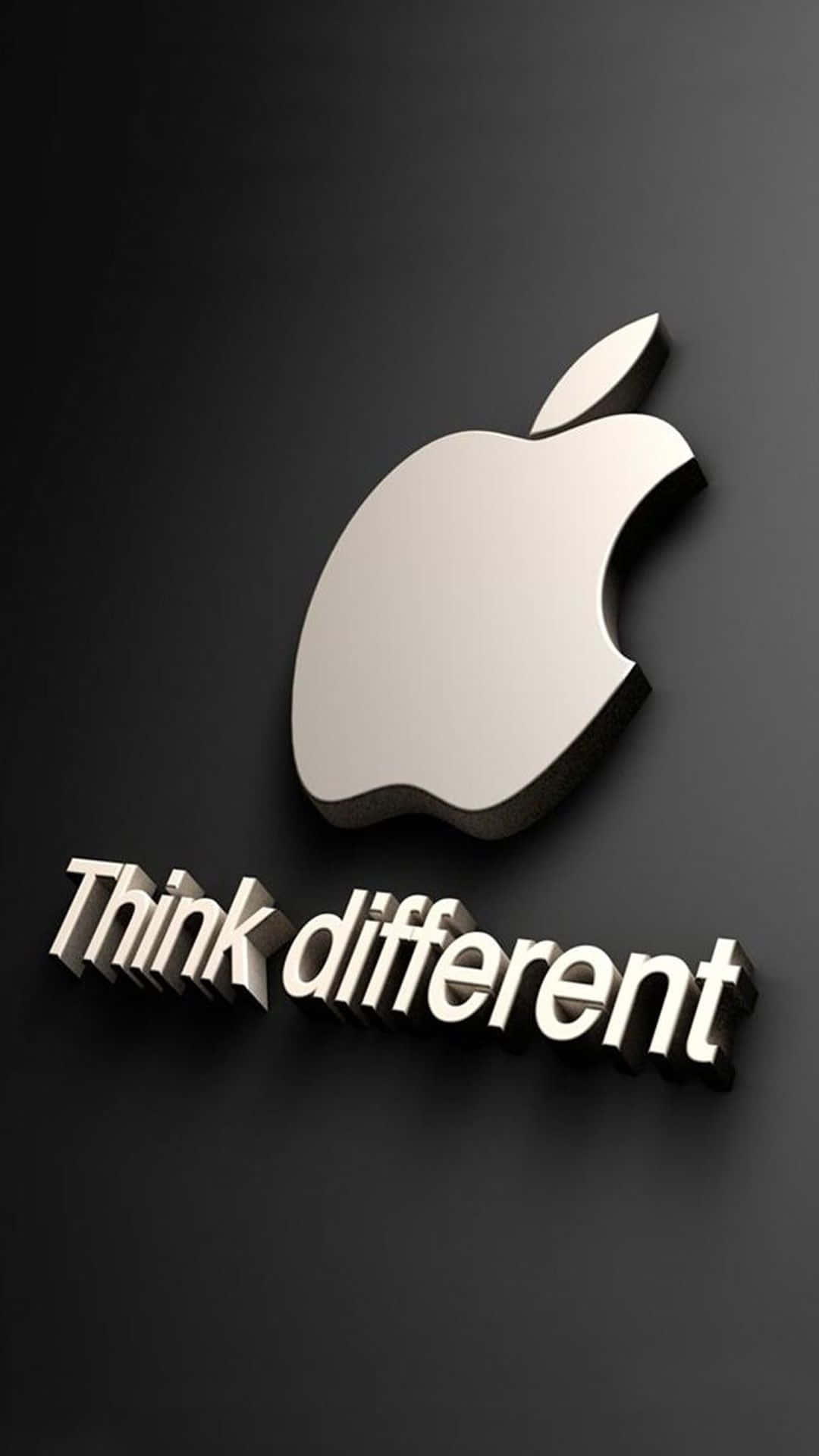 深色背景上帶有「Think different」標語的Apple標誌