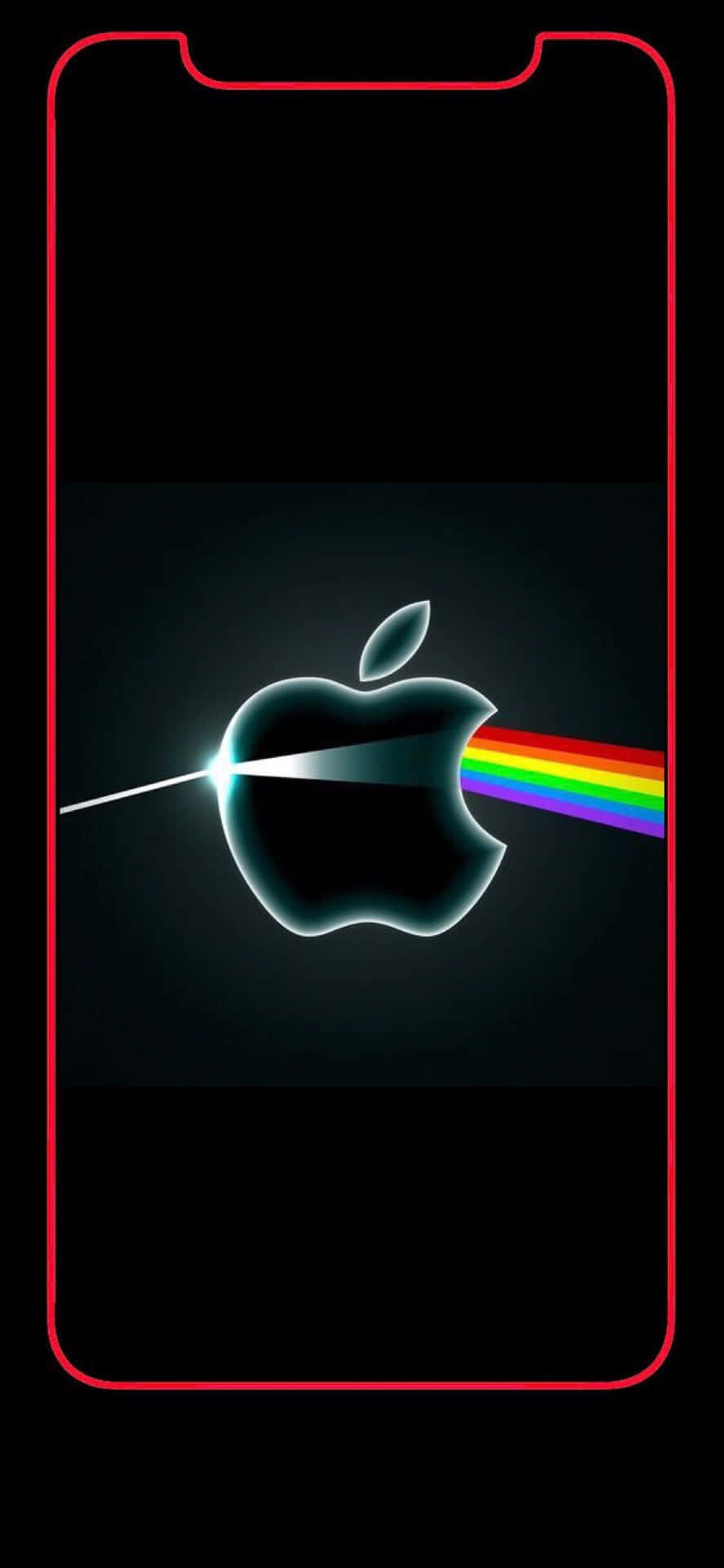智能手機屏幕上帶有彩虹棱鏡效果的Apple標誌。