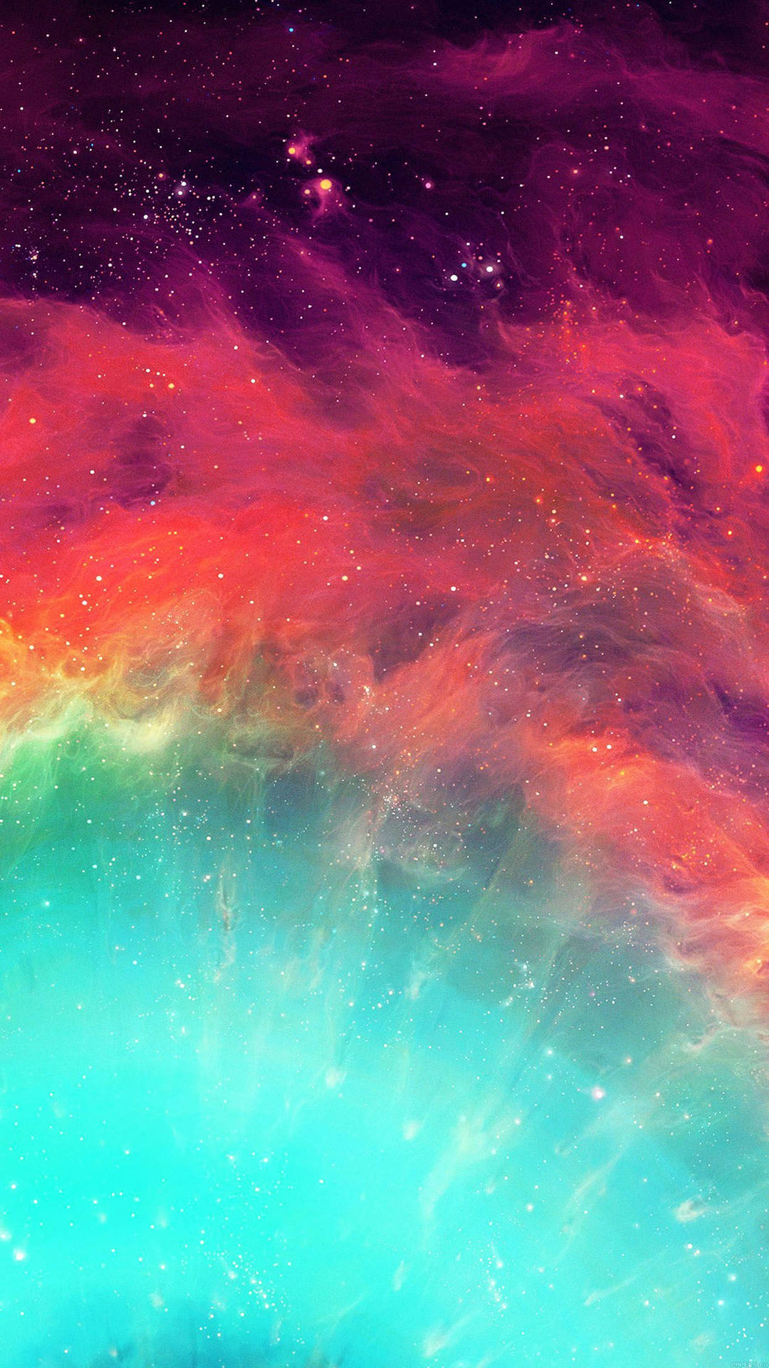 令人驚嘆的宇宙星雲，旋轉的紅色和青色充滿了星星。